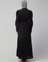 Islamic Front Open long Cuff Gathered Puffed Sleeve Casual Abaya in the Shade Of Black